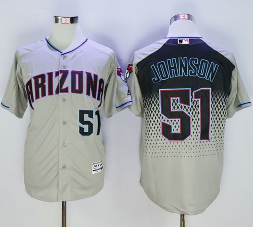 Diamondbacks #51 Randy Johnson Gray/Capri New Cool Base Stitched MLB Jersey - Click Image to Close